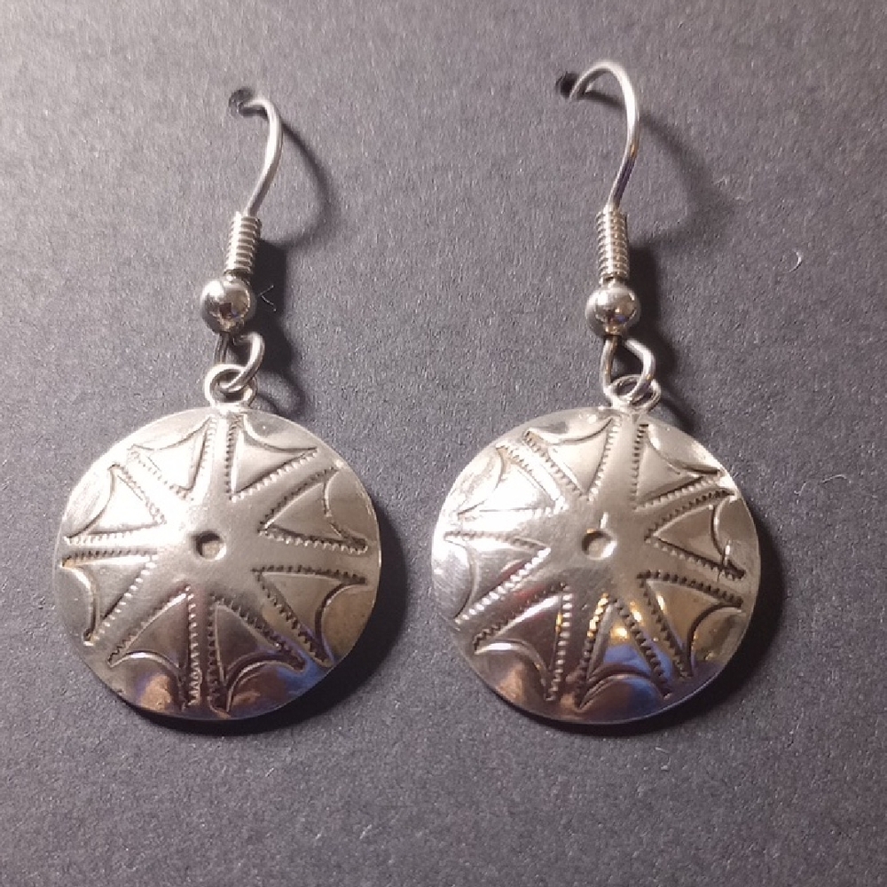 Coin Silver Stamped Arrowheads Design Dangle Earrings